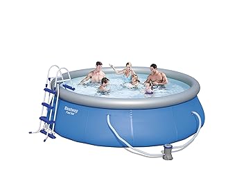 Bestway Piscine Gonflable Ronde Bleue Diamètre 366 Cm X 91 Cm De