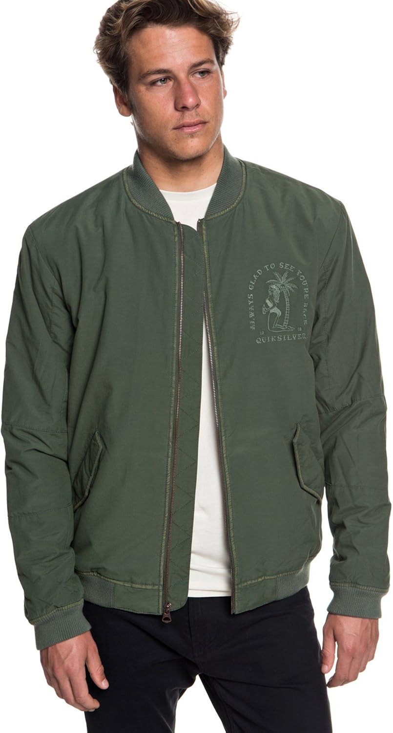 Quiksilver Men's HAKATA Bay Zip UP Jacket, Thyme, L: Clothing
