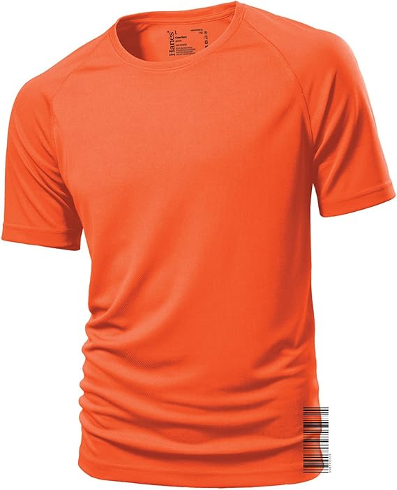 Short Sleeve Crew Neck Sports TShirt Hanes CoolDRI Orange XXL