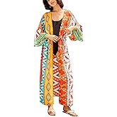 Women’s Kimono Cover Up Long Beach Dress Swimsuit Cover Ups Colorful Cardigan Lightweight Robe for Swimwear