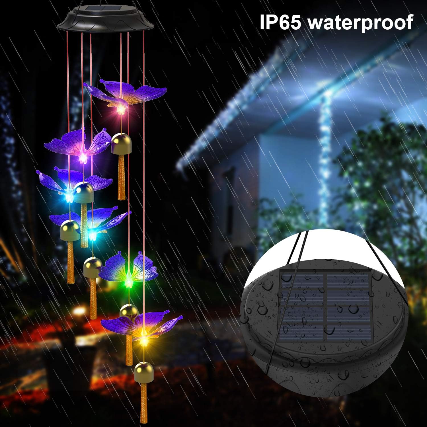 Matinrigid Solar Butterfly Wind Chimes, Color Changing Solar Wind Chime Outdoor Waterproof Butterfly LED Solar Lights, Gifts for Mom Grandma Birthday Night Party Yard Garden Hanging Decoration : Garden & Outdoor