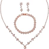 Bridal Wedding Jewelry Set Rhinestone Include Necklace Earrings Bracelet Brides Bridesmaid Prom Costume for Women