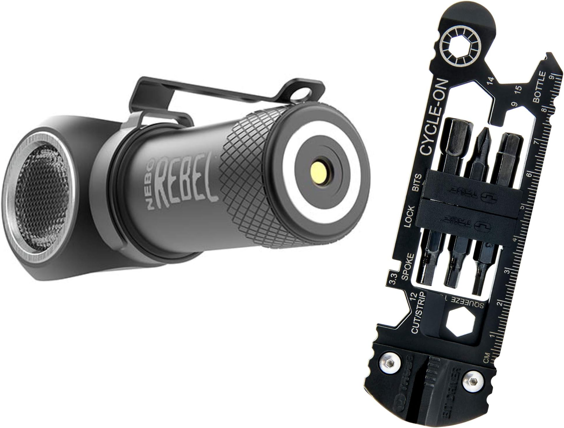True Utility Cycle-On Multi-Tool and Nebo Rebel Rechargeable 600RC Headtorch Task Light Gift Bundle Gift Pack