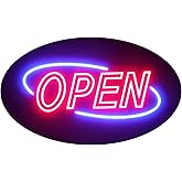 Optiva Open Signs for Business, Ultra Bright Open Sign with 12 Animations (Blinking, Flashing & More). Neon Open Sign Look, Red & Blue LED Lights, 32”