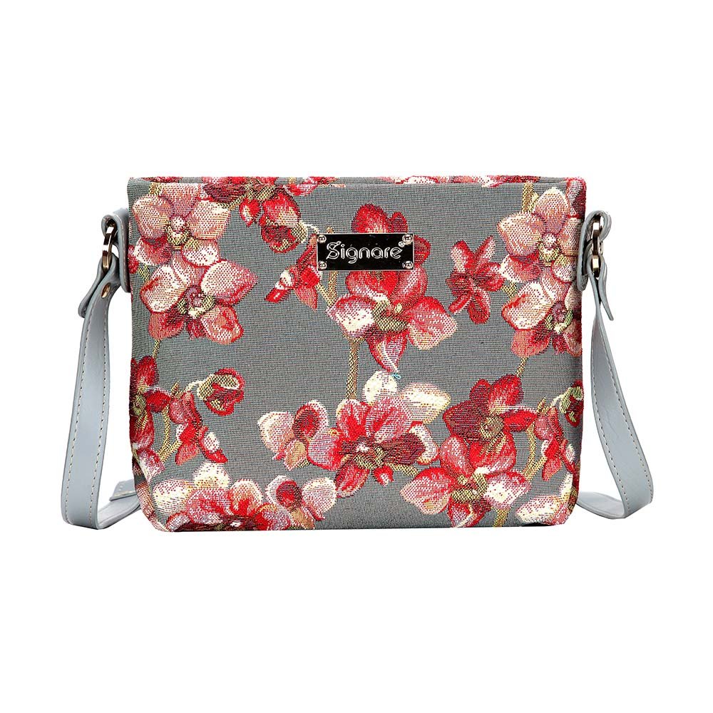 Signare Tapestry Crossbody Bag Small Shoulder Bag for Women with Floral Design (Orchids, XB02-ORC)