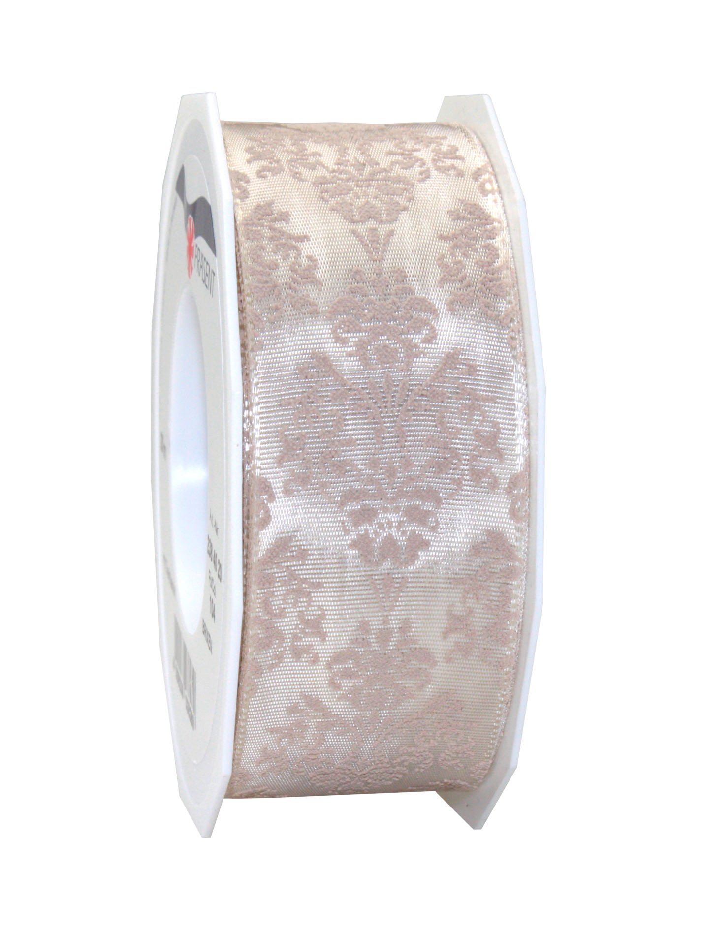 PRÄSENT - Brixen Wired & Printed Ribbon Cream 40 mm width, 20 m length — image 1