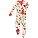 Non-Slip Footed Pajamas One-Piece Sleeper Zip-Front Pjs 100% Organic Cotton for Baby, Junk Food Lover, 12 Months