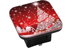 Swono 2" Hitch Cover Christmas, Winter Christmas Tree Sparkle Snowflakes Red Trailer Hitch Cover Tube Plug Cap, Rubber Receiver Tube Hitch Plug for Most Vehicles…