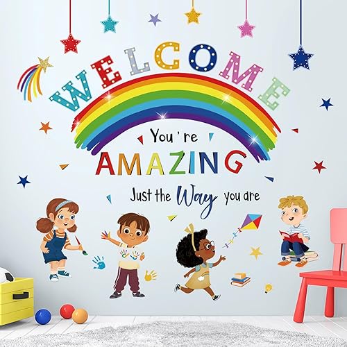 wondever Reading Corner Rainbow Wall Decals Kids Inspirational