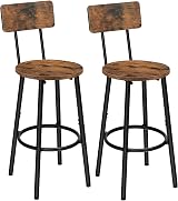 HOOBRO Bar Stools Set of 2 with Backs Rustic Brown EBF32BY01G1 view 1