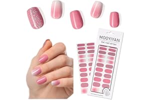 MOOYIYAN Gloss Nail Strips|Uv Free|22 Pcs,Gel Nail Stickers|Long Lasting Two Weeks and Easy to Apply&Remove|Dazzle Pink