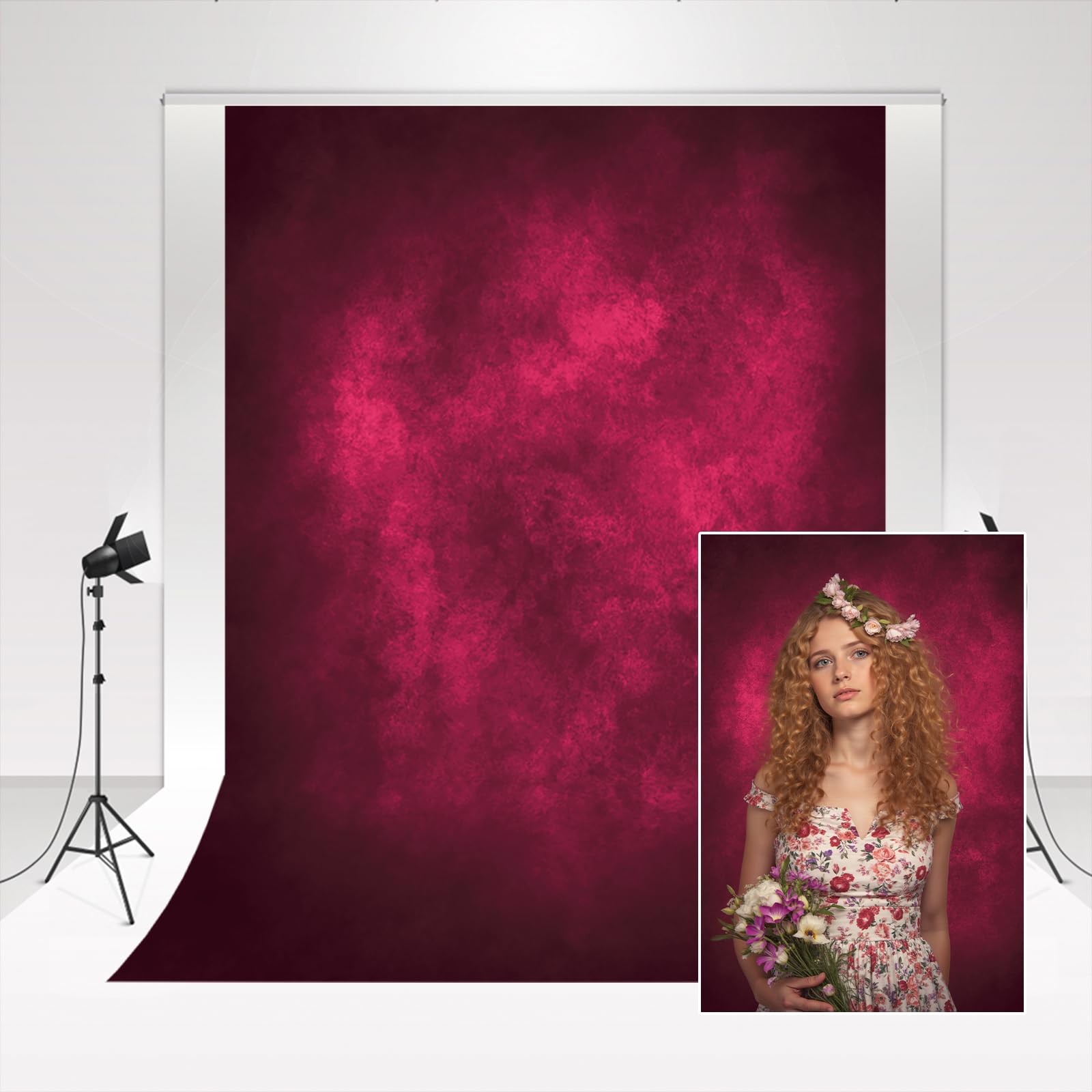 Kate Red Gradient Abstract Character Photography Backdrop - 1.5 * 2.2m/5 * 7ft — image 1