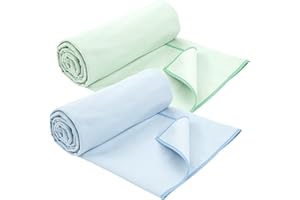 S&T INC. Yoga Mat Towel, Quick Dry Towel, Soft and Absorbent for Gym, Pilates, and Hot Yoga Mat, 2 Pack, 26.5 inches x 72 inches, Microfiber, Blue & Sage Green