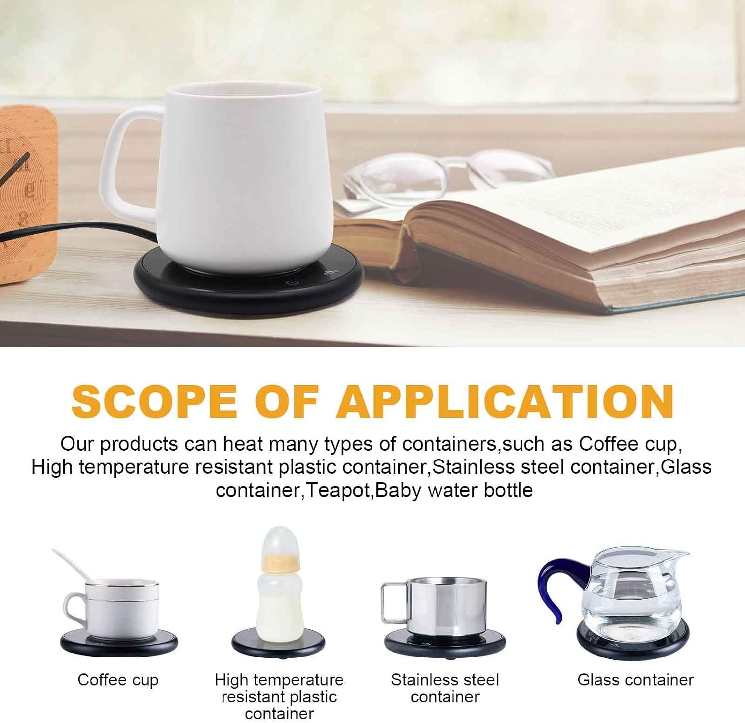 Coffee Mug Warmer, Electric Smart Beverage Mug Warmer Cup Warmer with Touch Tech & LED Backlit Display - Image 5