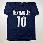Facsimile Autographed Neymar Jr. PSG Blue Reprint Laser Auto Soccer Jersey Size Men's XL