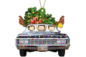 365RUSTIC Car Truck Christmas Tree Keepsake Ornaments, Natural Movie 2 Side Printed Flat Wooden Ornament, Films Xmas Hanging Decor