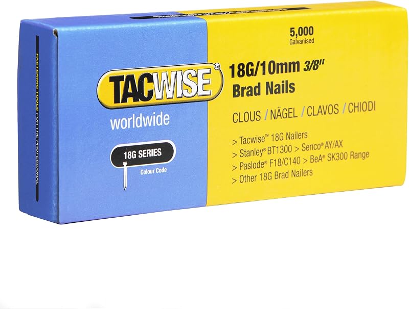 Tacwise 0392 18G / 10mm Galvanised Brad Nails Pack of 5000