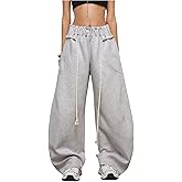 BEAUDRM Women's Baggy Barrel Sweatpants Wide Leg Elastic Waist Athletic Workout Track Casual Pants with Pocket