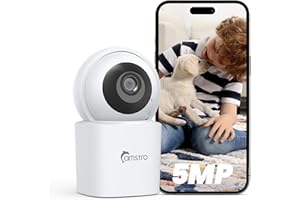 CAMSTRO 3K Security Camera Indoor,360° WiFi Camera for Home Security,Pan/Tilt,2.4/5 GHz Pet/dog/baby Camera with phone app,Night Vision, 2-Way Audio, 24/7,SD/Cloud Storage,Works with Alexa&Google Home