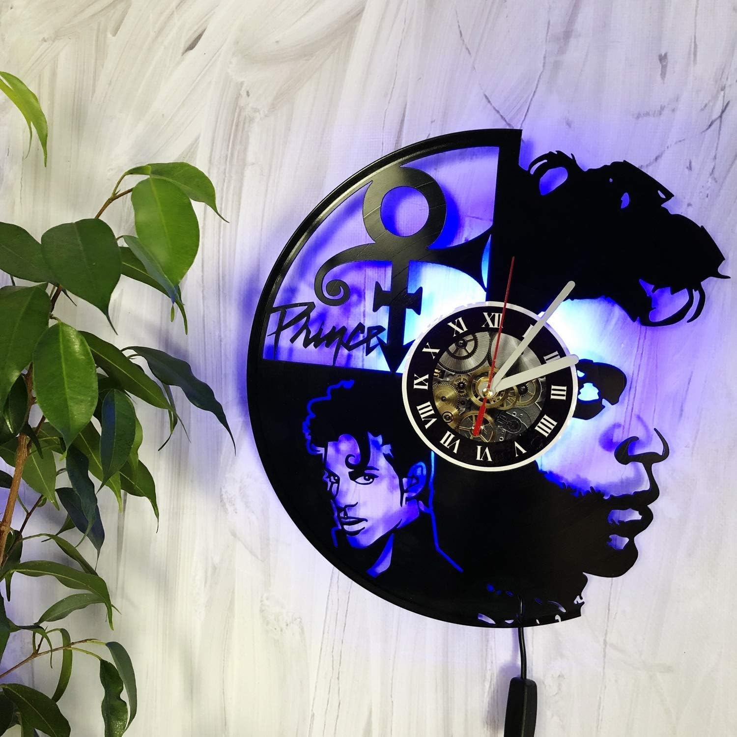 Wall Clock Compatible Unisex With Led Vinyl Backlight Prince Atmo Night