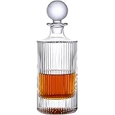 Lily's Home Whiskey Decanter with Stopper - 27 Oz Crystal Glass Design, Liquor Decanter, Leak-Resistant for Bourbon & Scotch - Elegant Home Bar Decor, Gift for Men & Dad