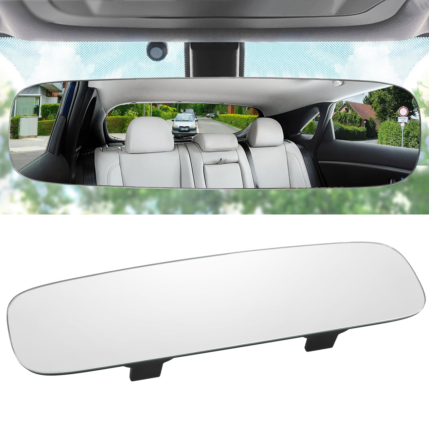 Photo 1 of LivTee Panoramic Rear View Mirror 11.81''(300mm), Wide Angle Convex Curve Frameless Interior Clip-on Rearview Mirror to Eliminate Blind Spot for Cars, SUVs, Trucks