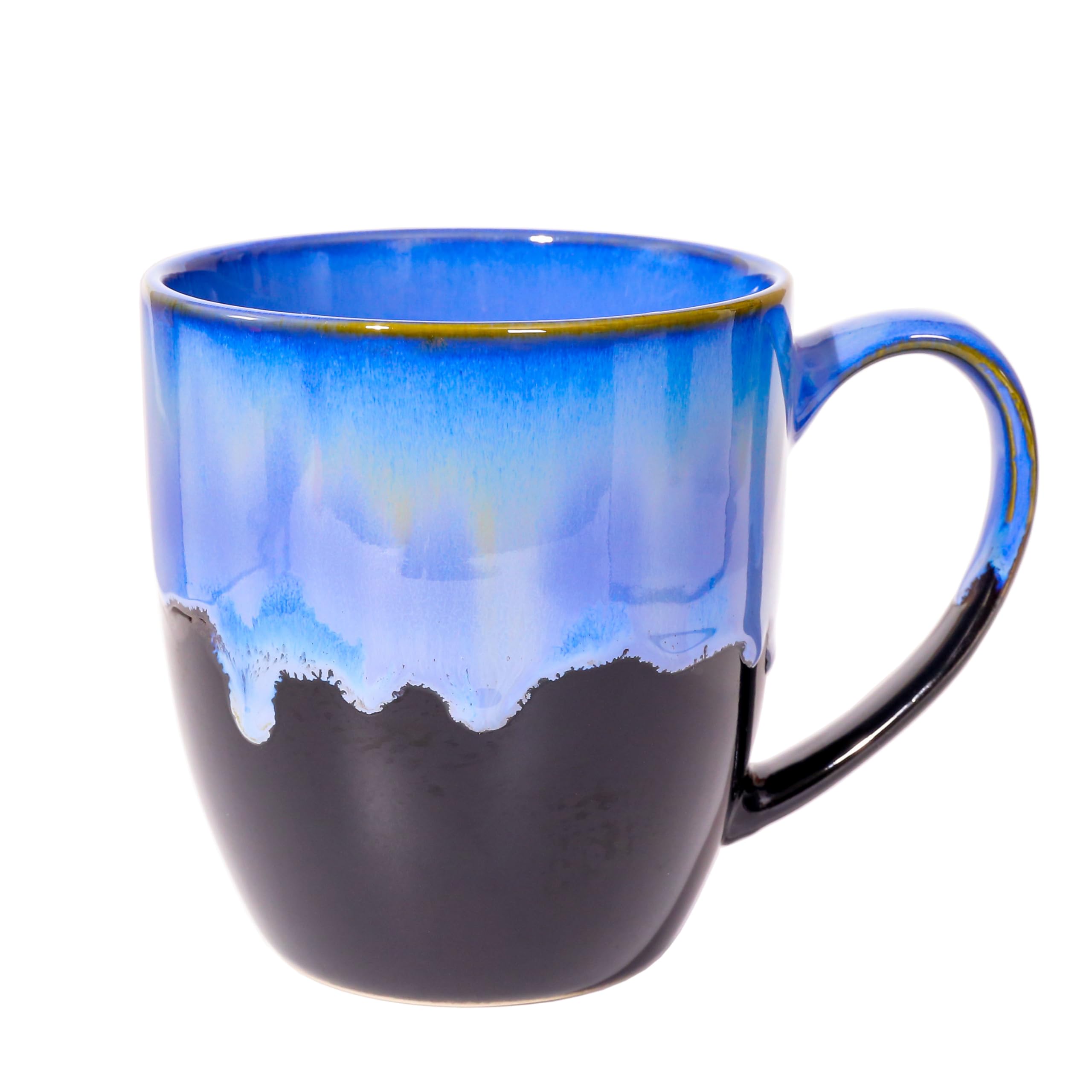 hengshukeji 500ml Unique Ceramic Coffee Mug，Handmade Kiln Change Glaze Large Tea Cup for Office and Home,Coffee Mugs for Tea, Hot Chocolate, and More (Blue)