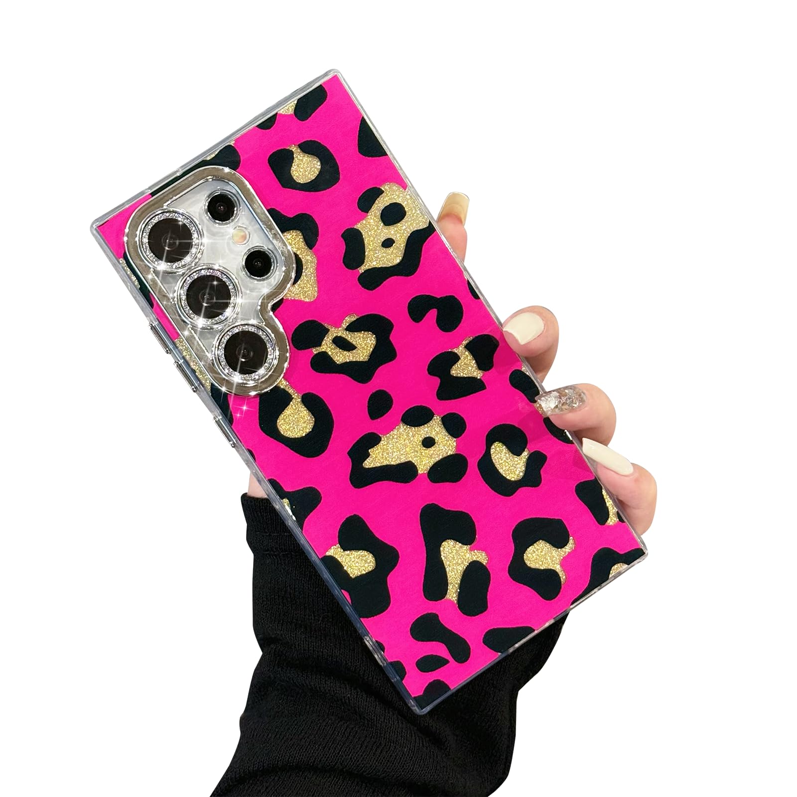 YOUWUMA for Samsung Galaxy S26 Ultra Case Sparkle Bling Glitter Pretty Phone Case for Women Girls Aesthetic Design TPU Shockproof Protective Case (Hot Pink)