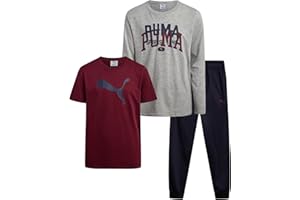 PUMA Boys Sweatpants Set - 3 Piece Fleece Pullover Long Sleeve Shirts Boys TShirt and Jogger Pants Kids Activewear Set (8-16)