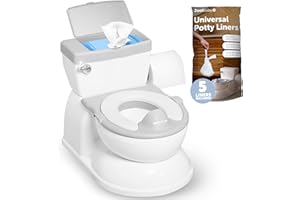 Real Feel 2-in-1 Potty with Wipes Storage, Flushing Sounds & Disposable Liners - Realistic Toilet - Easy to Clean & Assemble - Jool Baby (Gray)