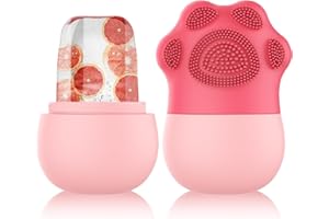 GeeRic Ice Face Roller, Silicone Ice Facial Cleaning Brush, Cube Face Contour for Eyes Neck, Beauty Facial Massage Roller Face Roller Skin Care Tools (Pink)