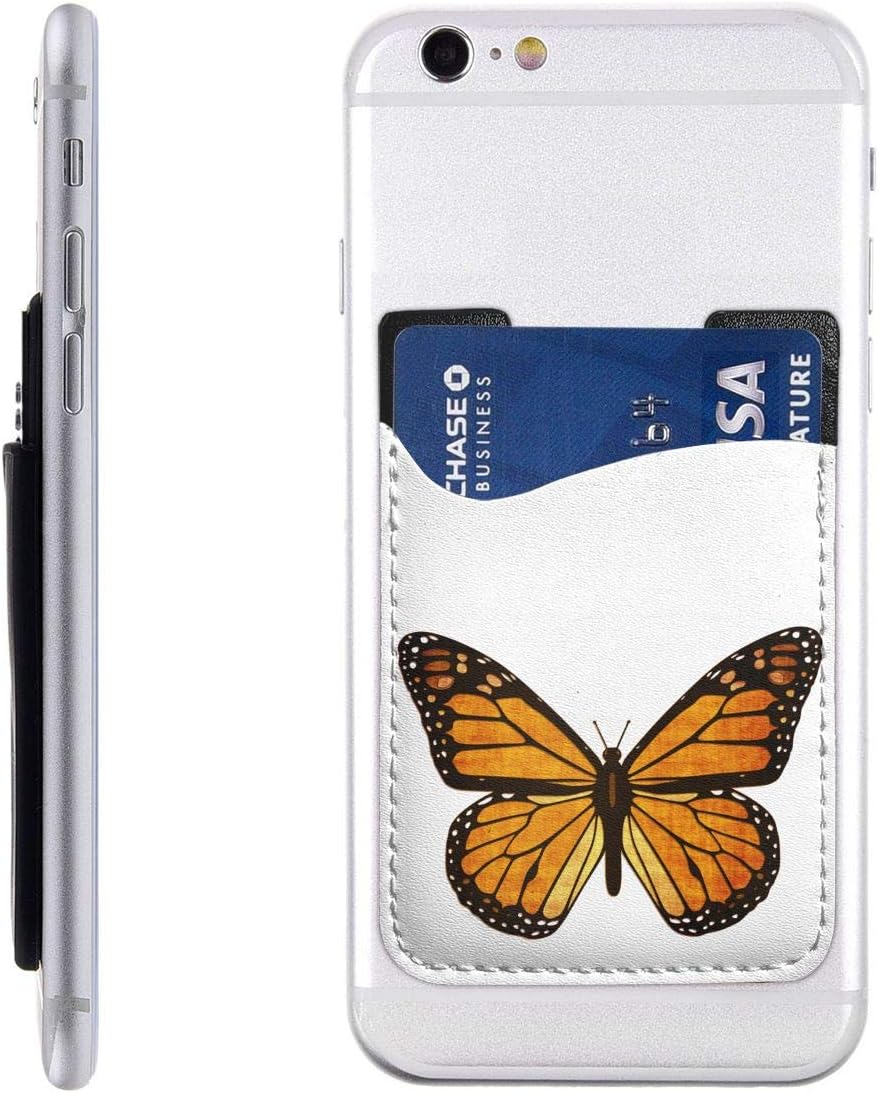 Card Holder for Back of Phone -Quzim Illinois Monarch Butterfly Silicone Stick On Cell Phone Wallet with Pocket for Credit Card, ID, Business Card