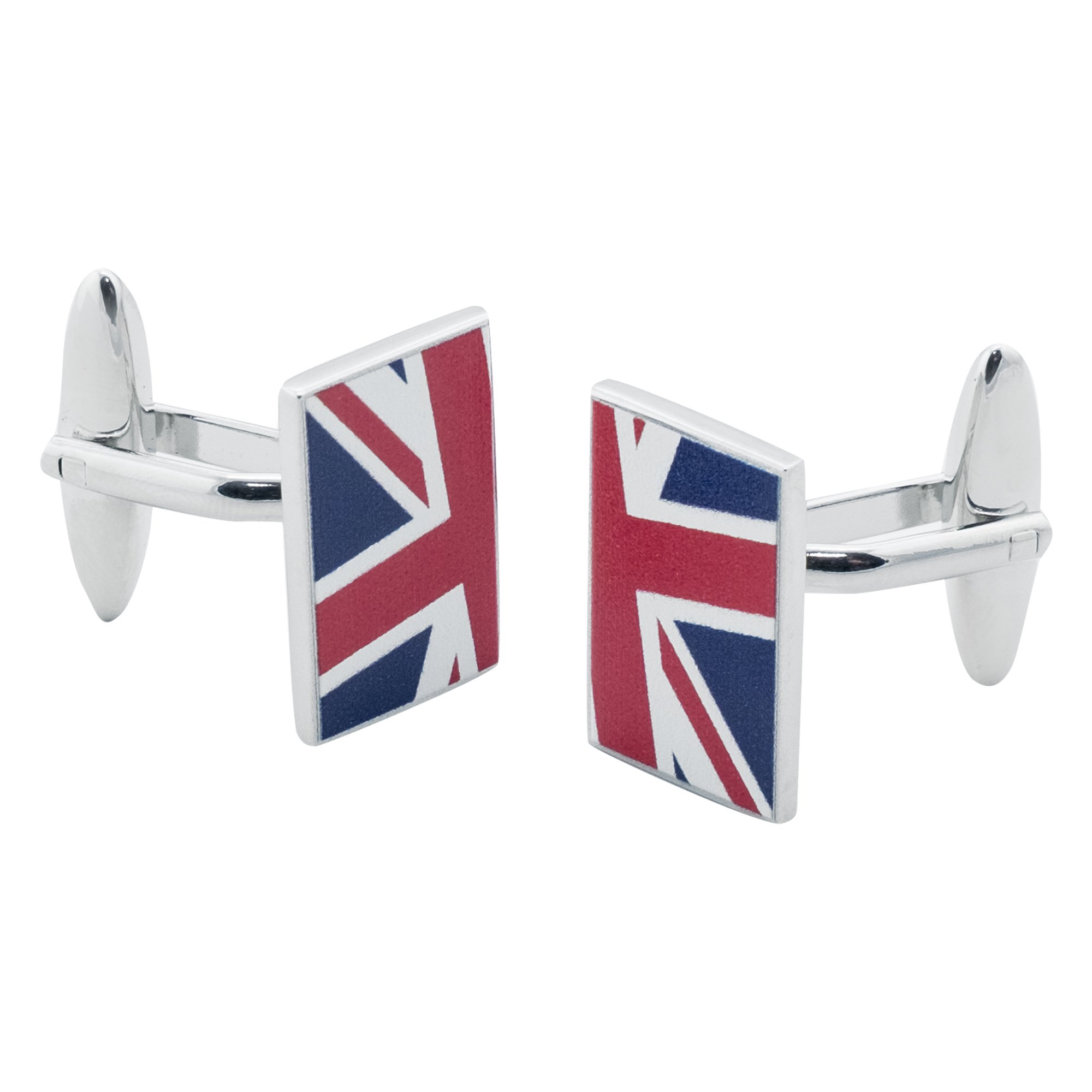 Modern Union Jack British Flag Cufflinks – Stylish UK Flag Design, Half Flag on Each Cufflink, Perfect for Weddings, Formal Events, and Gifts