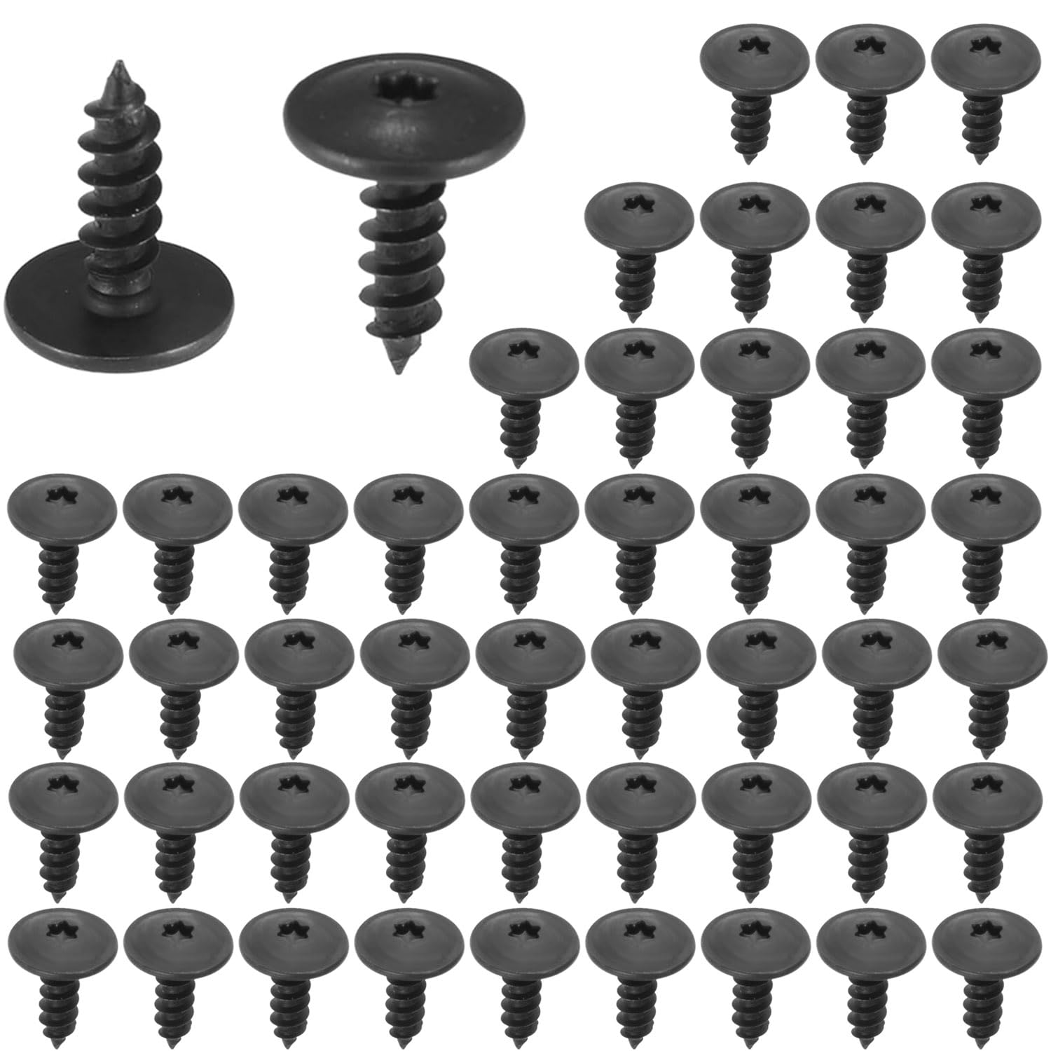Taiyyi Pack of 50 Torx Flat Head M5 x 16 mm Self-Tapping Black Screws for Car Mudguards, Wheel Arches, Grille, Bumper