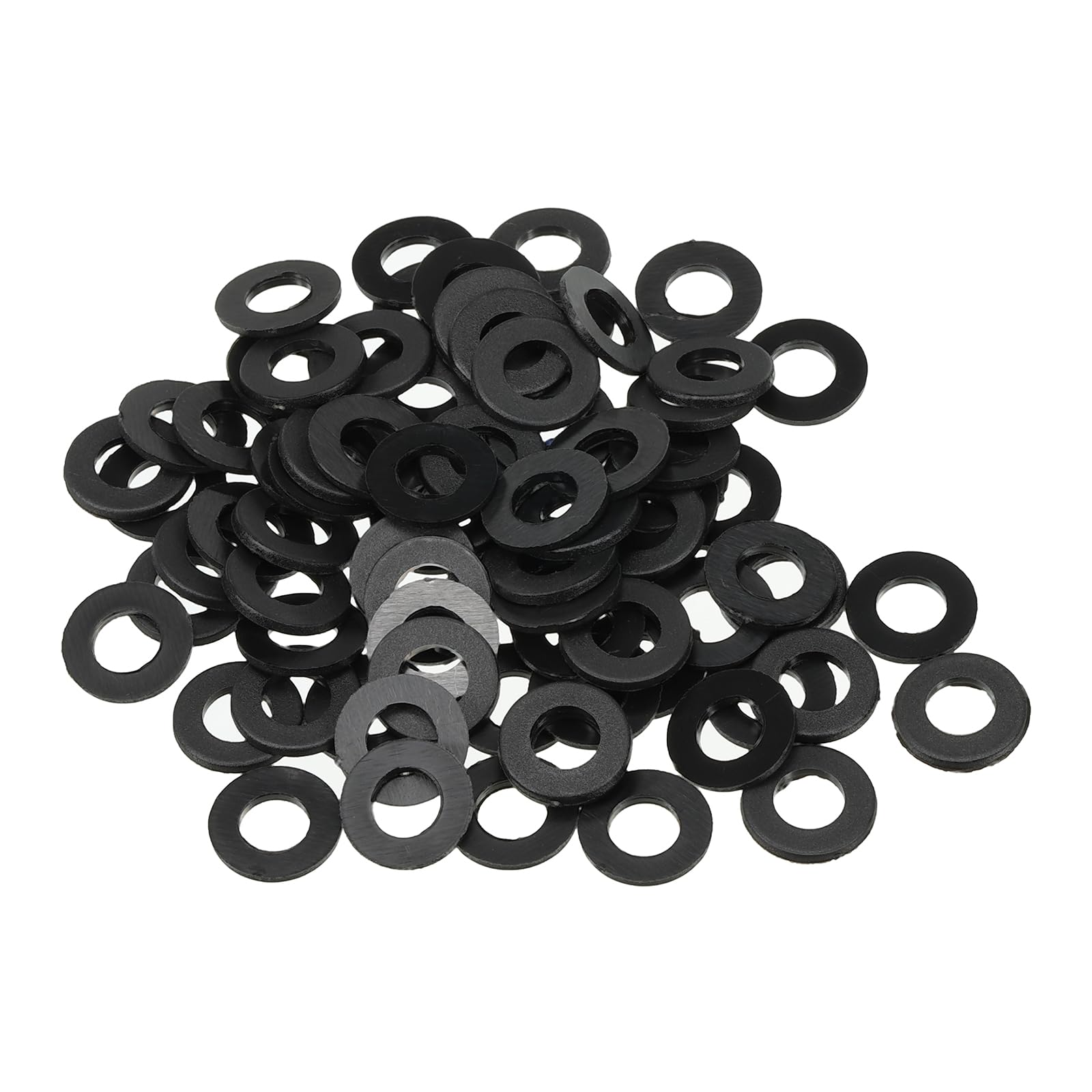 PATIKIL M5 Nylon Flat Washer, 80 Pack 5mm ID 10mm OD 1mm Thick Sealing Spacer Gasket Ring for Faucet Pipe Water Hose Fastener Bolt, Black