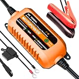 MOTOPOWER 12V 1000mA Automatic Charger - Battery Maintenance - Maintain Charger and Battery Desulfator with Timer Protection.