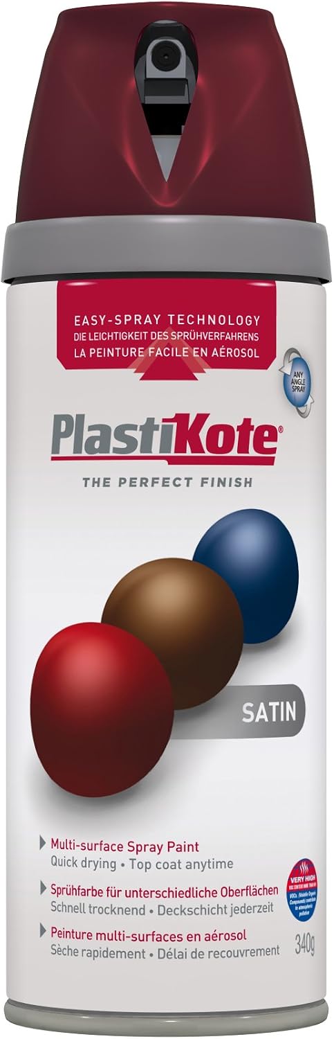 Plasti-kote 22105 400ml Premium Spray Paint Satin - Wine Red, 66.67 ml (Pack of 6)