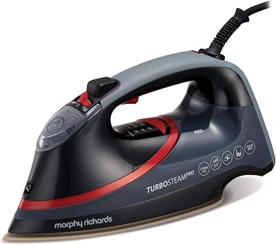 Morphy Richards Turbosteam Pro Pearl Ceramic Iron 3100W 0.4L Black Red