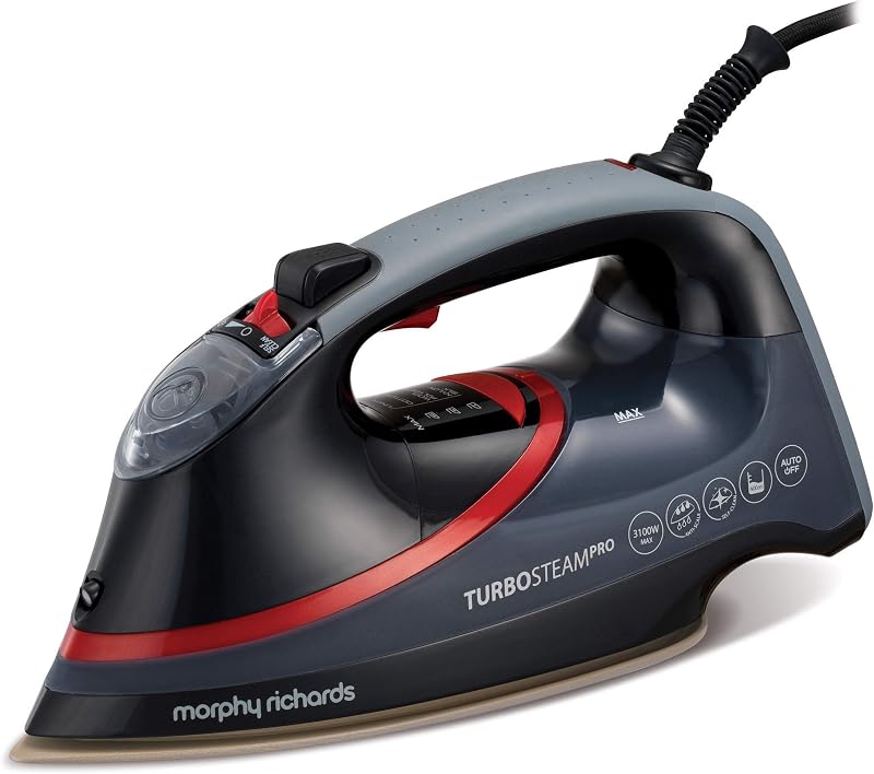 Morphy Richards Turbosteam Pro Pearl Ceramic Iron 3100W 0.4L Black Red