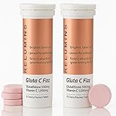 Relumins Gluta C Fizz - High Dose, Fast Absorption 500mg Glutathione & 1000mg Vitamin C - Cherry Flavored Effervescent Tablets | Detox, Collagen Boost | for Glowing, Rejuvenated Skin - 15 Tablets x 2