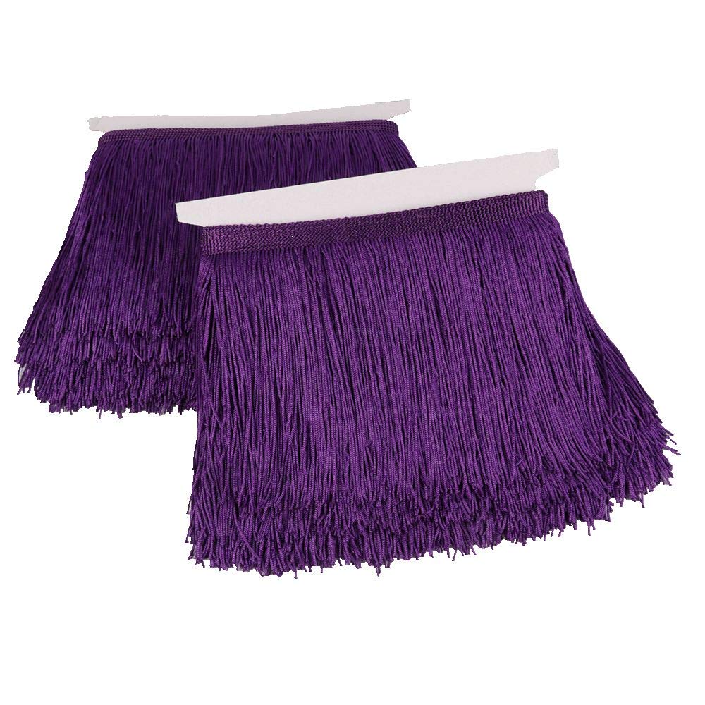 Fringe Trim Lace Polyerter Fibre Tassel 6 inch（″） Wide 10 Yards Long for Clothes Accessories and Latin Wedding Dress and DIY Lamp Shade Decoration BlackWhiteRedGoldBluePinkGrey(Purple)