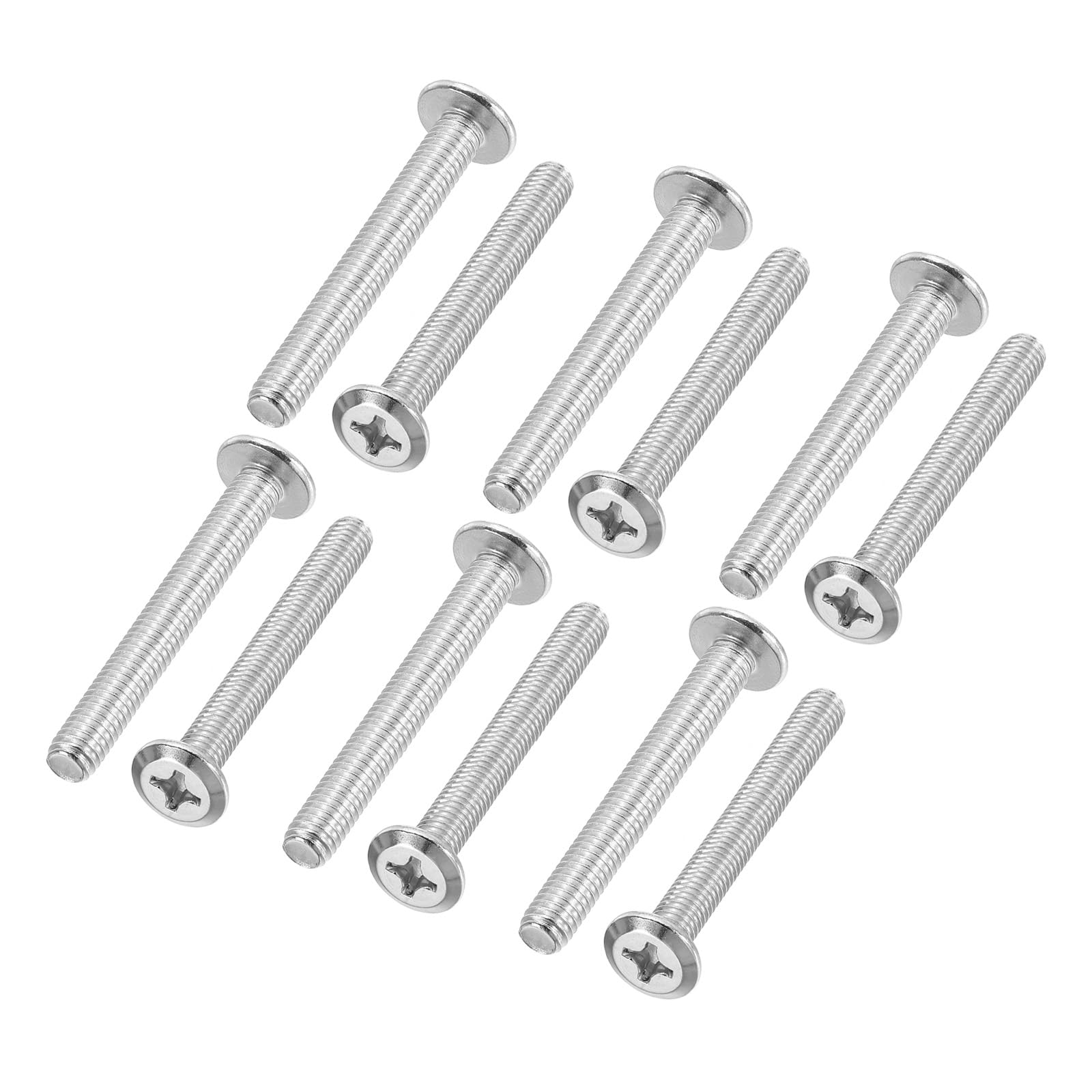PATIKIL Flat Round Head Phillips Screws, 8 Pack M6-1 x 45mm Binding Screws 304 Stainless Steel 18-8 Full Thread, Phillips Drive Machine Screw Furniture Screw Connector Bolts