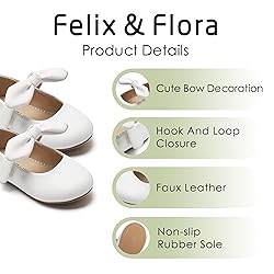 Felix & Flora Toddler Girl White Dress Shoes Size 6