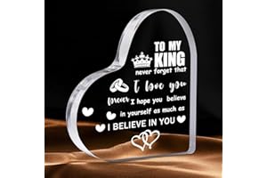 FEELDEAL Gifts for Boyfriend, Men, Husband, I Love You Gifts for Him, Romantic Birthday Anniversary Retirement for Men Idea- Heart Shaped Acrylic Block Paper Weights (Heart 3.9x3.9x0.6in)