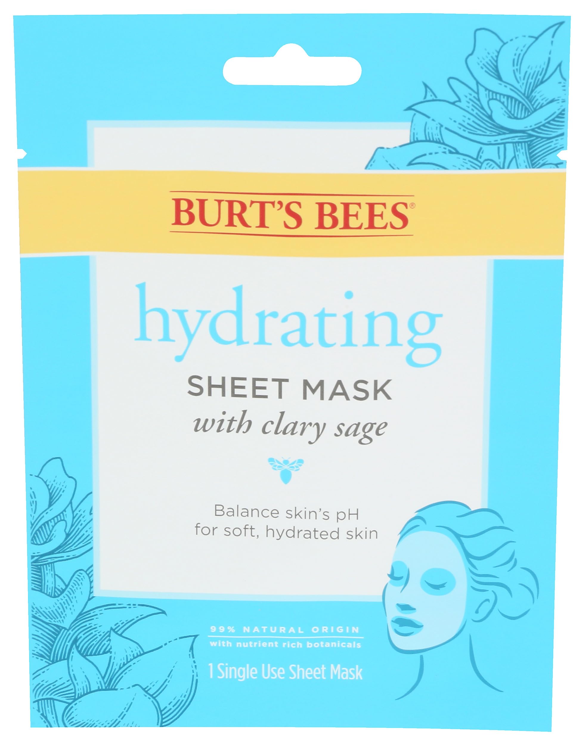 Burt's Bees Hydrating Sheet Mask with Clary Sage - 0.33oz Mask