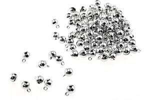 ZZHXSM 1/4-Inch Jingle Bell 100PCS 6mm Small Silver Aluminium Alloy Bells for DIY Bracelet Anklets Necklace Knitting Jewelry Making