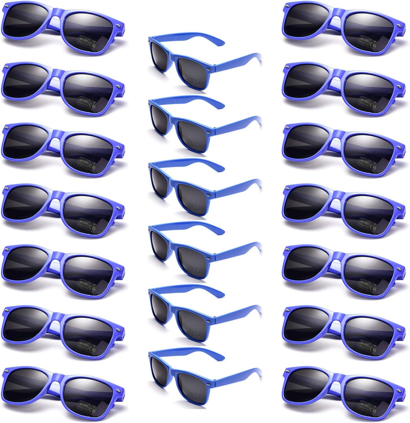 Onnea 20 Pieces Party Favours Sunglasses Pack for Adults Unisex 80'S Retro Vintage Style Promotional Wholesale (Blue 20-Pack)