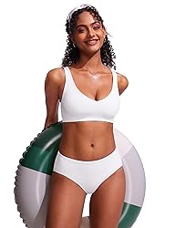 CRZ YOGA Bikini Bottoms for Women Mid Rise Full