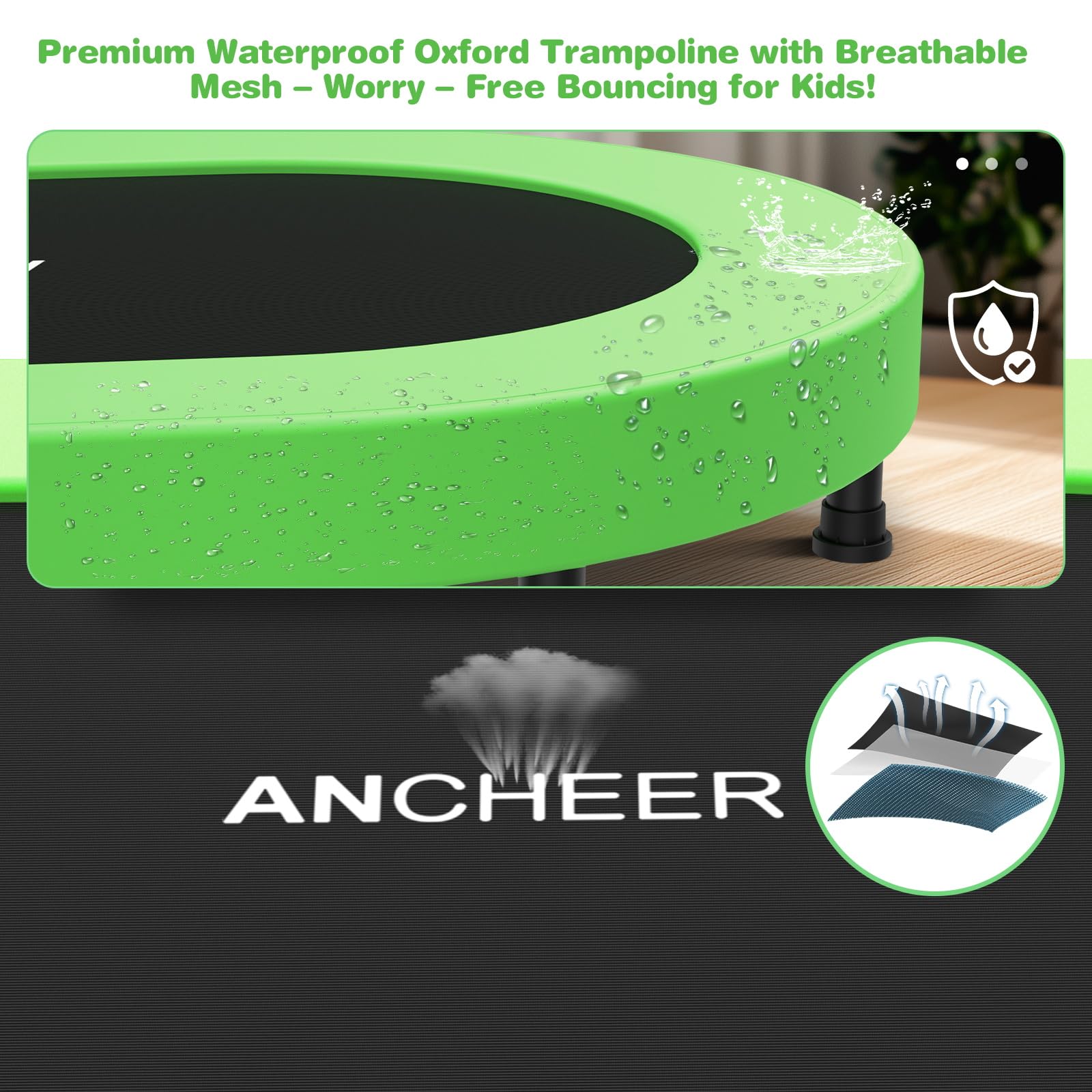ANCHEER Trampoline, Double Mini Trampoline with Adjustable Handle - Indoor/Outdoor Rebounder for Kids & Toddlers, 56'' Safe Oval Fitness Trampoline with Bar for Home Fun