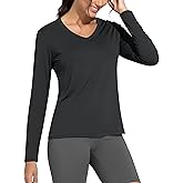 THE GYM PEOPLE Women's Long Sleeve Workout Shirts V-Neck Lightweight Basic Athletic Tops
